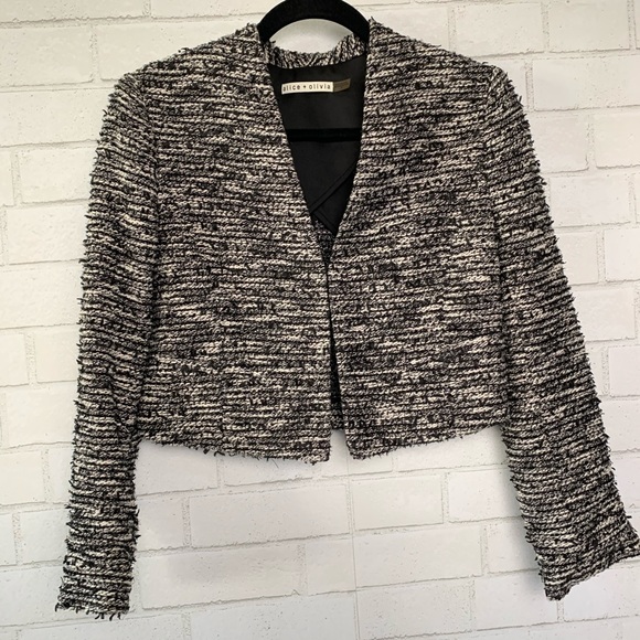 Alice + Olivia Madine Cropped Straight Blazer Crop - Picture 2 of 8